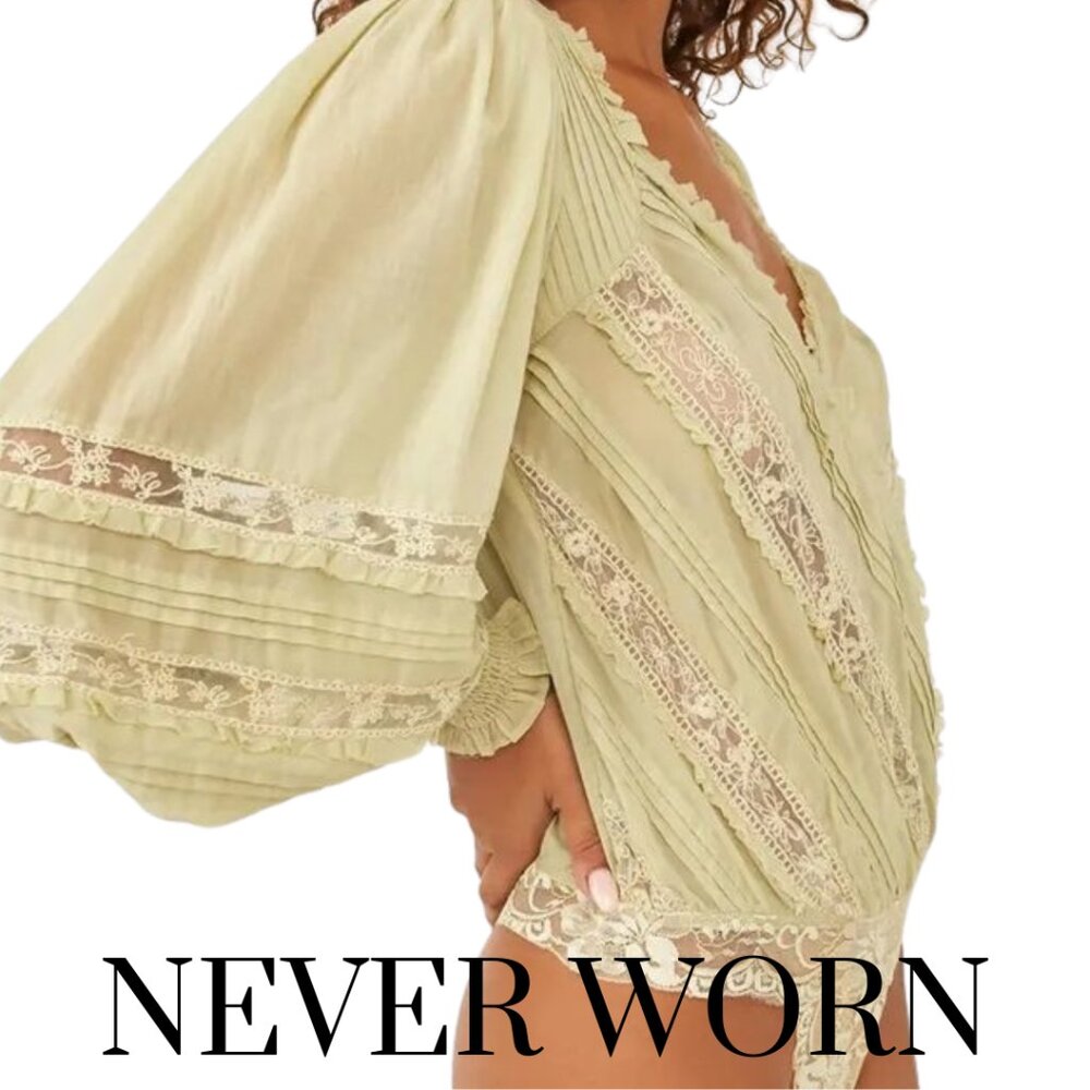 Free People Eloise Smocked Body Suit | Never Worn | Size L